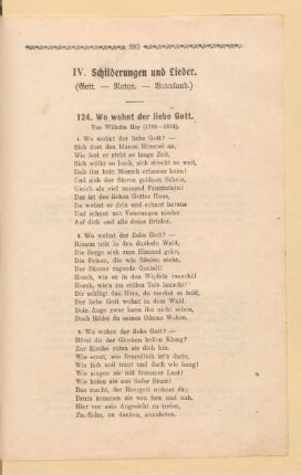 IV. Schilderungen und Lieder