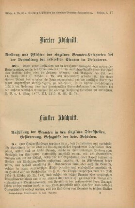 Vierter Abschnitt. Stellung und Pflichten der einzelnen Beamten-Kategorien
