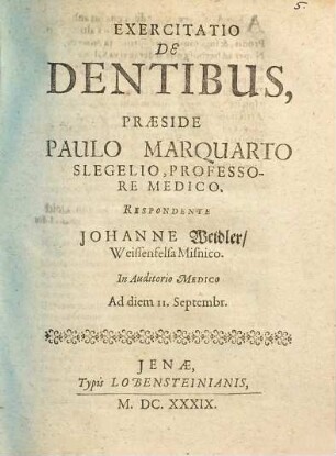 Exercitatio De Dentibus