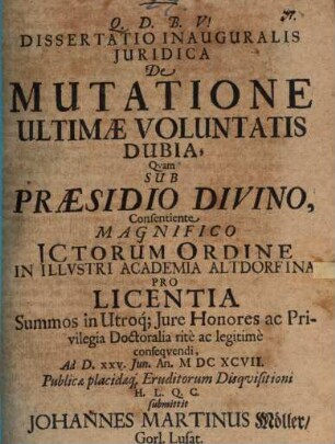 Diss. inaug. iur. de mutatione ultimae voluntatis dubia