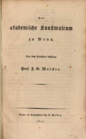 Das akademische Kunstmuseum zu Bonn