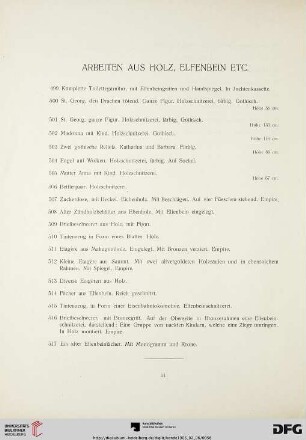 Arbeiten aus Holz, Elfenbein etc. (Nr. 499-517)
