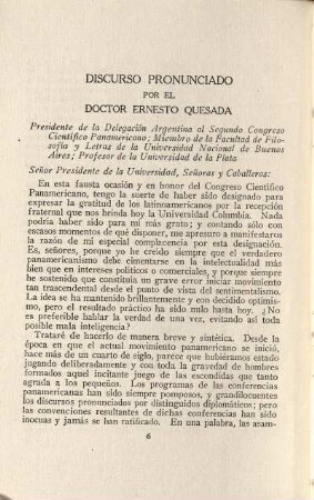 Discurso pronunciado por el Doctor Ernesto Quesada