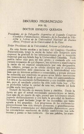 Discurso pronunciado por el Doctor Ernesto Quesada