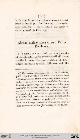 Alcune notizie generali su i papiri ercolanesi