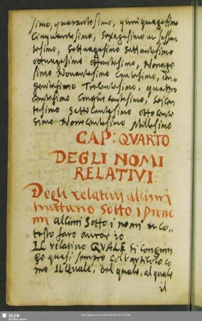 Capitolo quarto. Degli nomi relativi