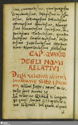 Capitolo quarto. Degli nomi relativi