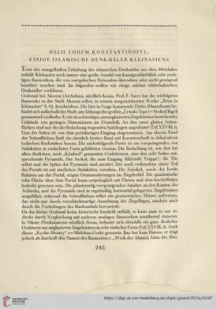 Einige islamische Denkmäler Kleinasiens