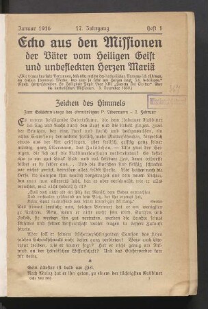 Januar 1916. 17. Jahrgang. Heft 1