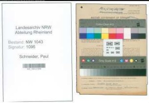 Entnazifizierung Paul Schneider , geb. 31.10.1911 (Lehrer)