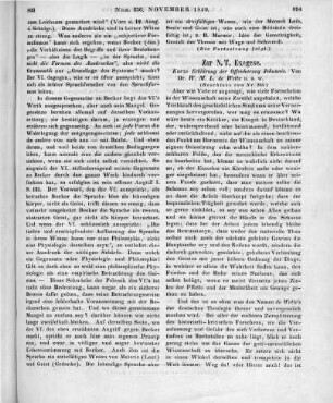 Wette, W. M. L.: Kurzgefasstes exegetisches Handbuch zum Neuen Testament. Bd.3, T.2. Kurze Erklärung der Offenbarung Johannis. Leipzig: Weidmann 1848 (Beschluss von Nr. 255)