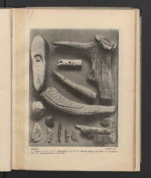 Tafel I. [Stein-, Hirschhorn- und Knochenwerkzeuge aus dem Stadtgebiet Fulda]