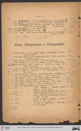 Stiche, Lithographien u. Photographien (Nr. 159 - 233)