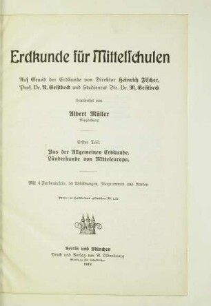 Teil 1: Aus der allgemeinen Erdkunde, Länderkunde von Mitteleuropa