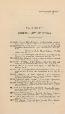 Mr. Murray's general list of works