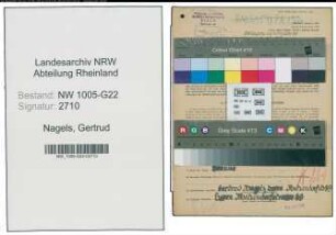 Entnazifizierung Gertrud Nagels , geb. 12.03.1904 (Milchhaendlerin)