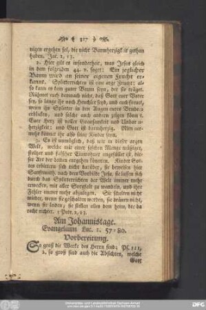 Am Johannistage. Evangelium Luc. 1, 57 - 80.