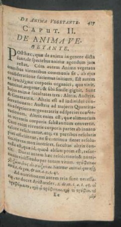 Caput. II. De Anima Vegetante