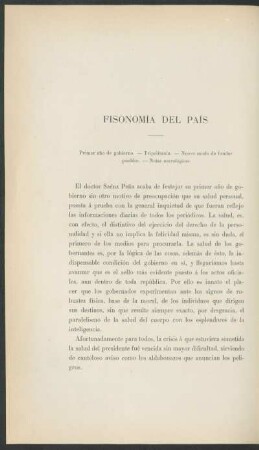 Fisonomía del país : Primer año de gobierno. - Tripolitania. - Nuevo modo de fundar pueblos. - Notas necrológicas