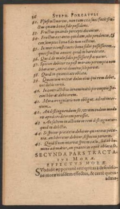 Secunda Pars Tractatus Morae. Effectus Morae.