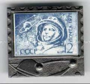 Raumflug mit Wostok 1, 10 Jahre (Briefmarke mit Juri Gagarin (12 Kopeken)