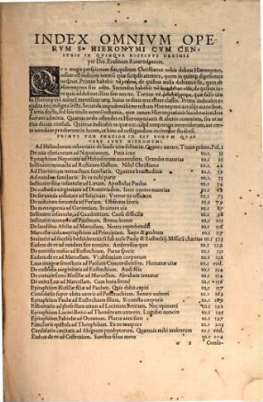 Omnes Qvae Extant D. Hieronymi Stridonensis Lvcvbrationes : Additis Vna Psevdepigraphis Et Alienis, Scriptis Ipsivs Admixtis ; in nouem tomos, 1. Epistolas