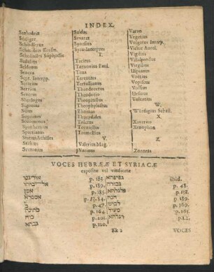 Voces Hebraeae Et Syriacae