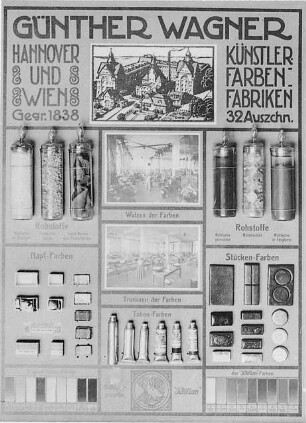 Werdegang der Farben : Technikgeschichte | Technologie | Farben- und Tintenfabrikation | Tuben-Farben | Günther Wagner