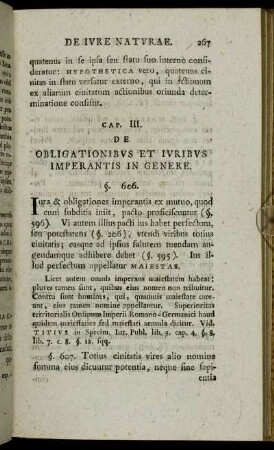 Cap. III. De Obligationibus Et Iuribus Imperantis In Genere