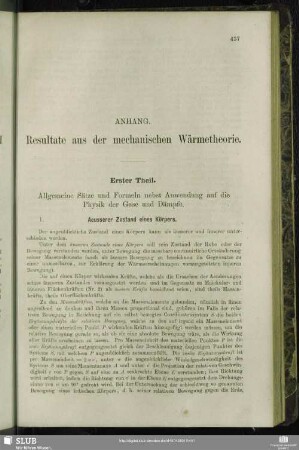 Anhang. Resultate aus der mechanischen Wärmetheorie.