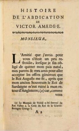 Histoire De L'Abdication De Victor-Amedée Roi De Sardaigne etc. : De Sa Detention Au Chateau De Rivoli. Et Des Moyens Qu'il S'est Servi Pour Remonter Sur Le Trone