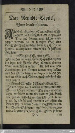 Das Neunte Capitel, Vom Multipliciren