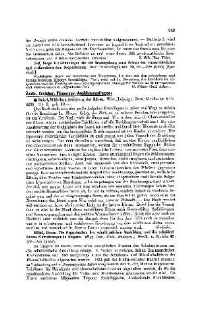 Ärzte, Erzieher, Fürsorger, Ausbildungsfragen