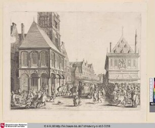 [Die Abreise der Königin; City magistrates taking leave of Marie de Medici before the townhall]