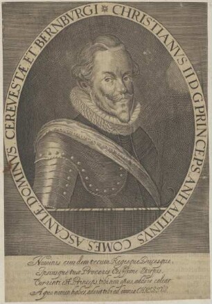 Bildnis von Christianvs II. Anhaltinvs, Fürst von Anhalt-Bernburg