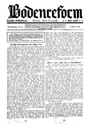 Deutsche Bodenreform oder Single Tax?