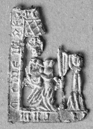 Pilgerzeichen mit Darstellung Mariens mit Kind und Engel