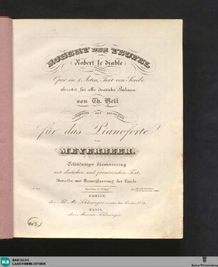 Robert der Teufel : Oper in 5 Acten