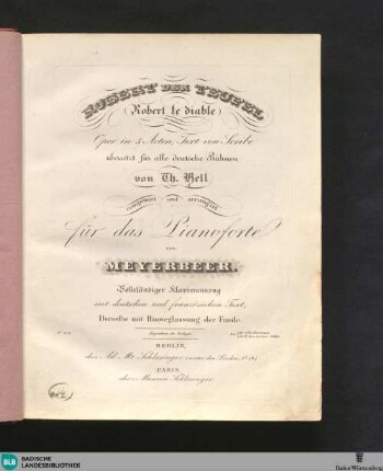 Robert der Teufel : Oper in 5 Acten