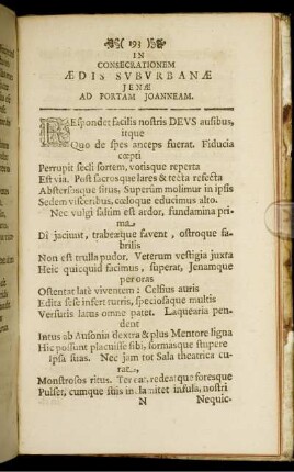In Consecrationem Aedis Suburbanae Jenae Ad Portam Joanneam.