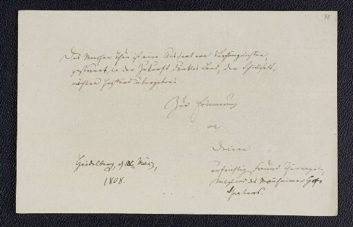 ... Thürnagel. – Heidelberg, 03.1808