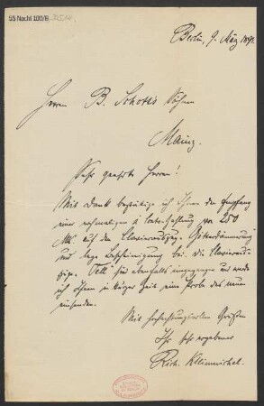 Brief an B. Schott's Söhne : 09.03.1893