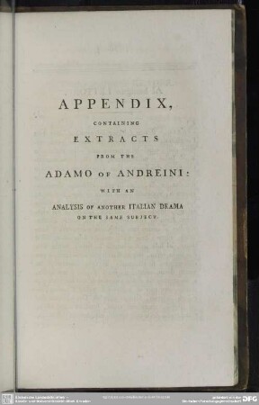 Appendix, Containing Extracts From The Adamo Of Andreini