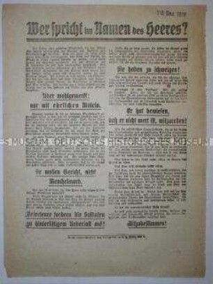Flugblatt mit den Forderung des Heeres nach mehr Mitbestimmung