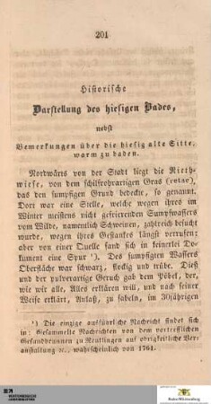 Historische Darstellung des hiesigen Bades