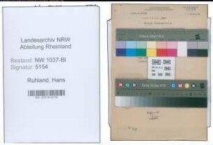 Entnazifizierung Hans Ruhland , geb. 05.11.1899 (Steuerinspektor)