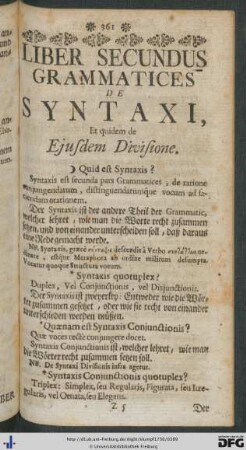 Liber Secundus Grammatices De Syntaxi, et quidem de Ejusdem Divisione.