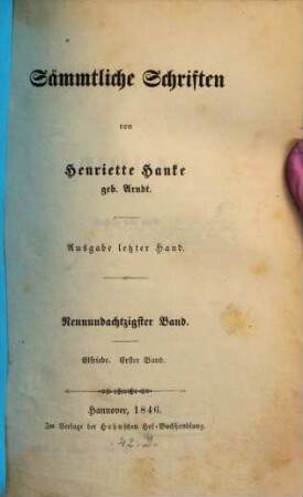 Sämmtliche Schriften : von Henriette Hanke, 89. Elfriede ; 1