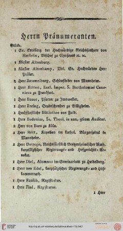 Herrn Pränumeranten