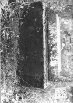 Grabstein 75 (Index: 99799559) Material: Sandstein Zustand: verwittert, falsche Stele aufgesetzt Beschreibung: Sockel, auf den eine falsche Stele gesetzt ist Besonderheit: Sockel, auf den eine falsche Stele gesetzt ist: Grabstein 75B